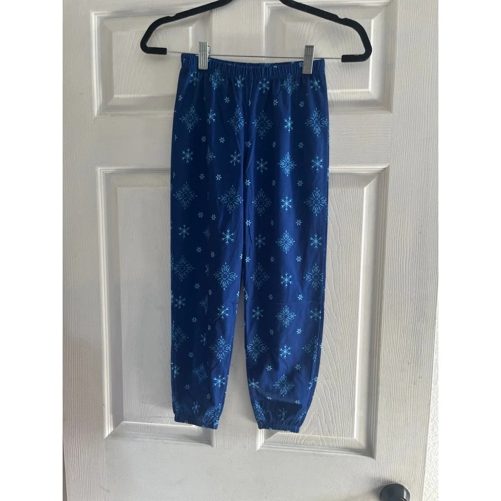 Disney Frozen Girls 3 Piece Pajama Set Elsa Anna Blue Shirt Shorts Pants Size 8